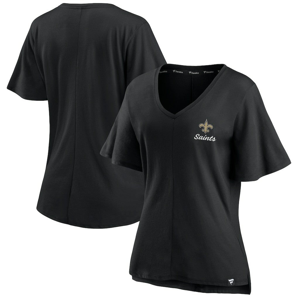New Orleans Saints Women's Southpaw Flutter V-Neck T-Shirt - Black sale