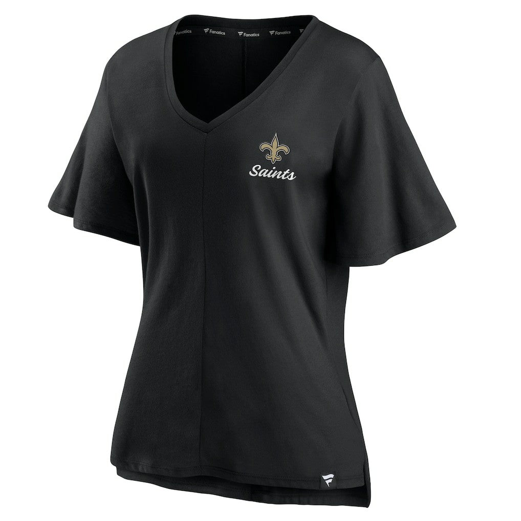 New Orleans Saints Women's Southpaw Flutter V-Neck T-Shirt - Black sale