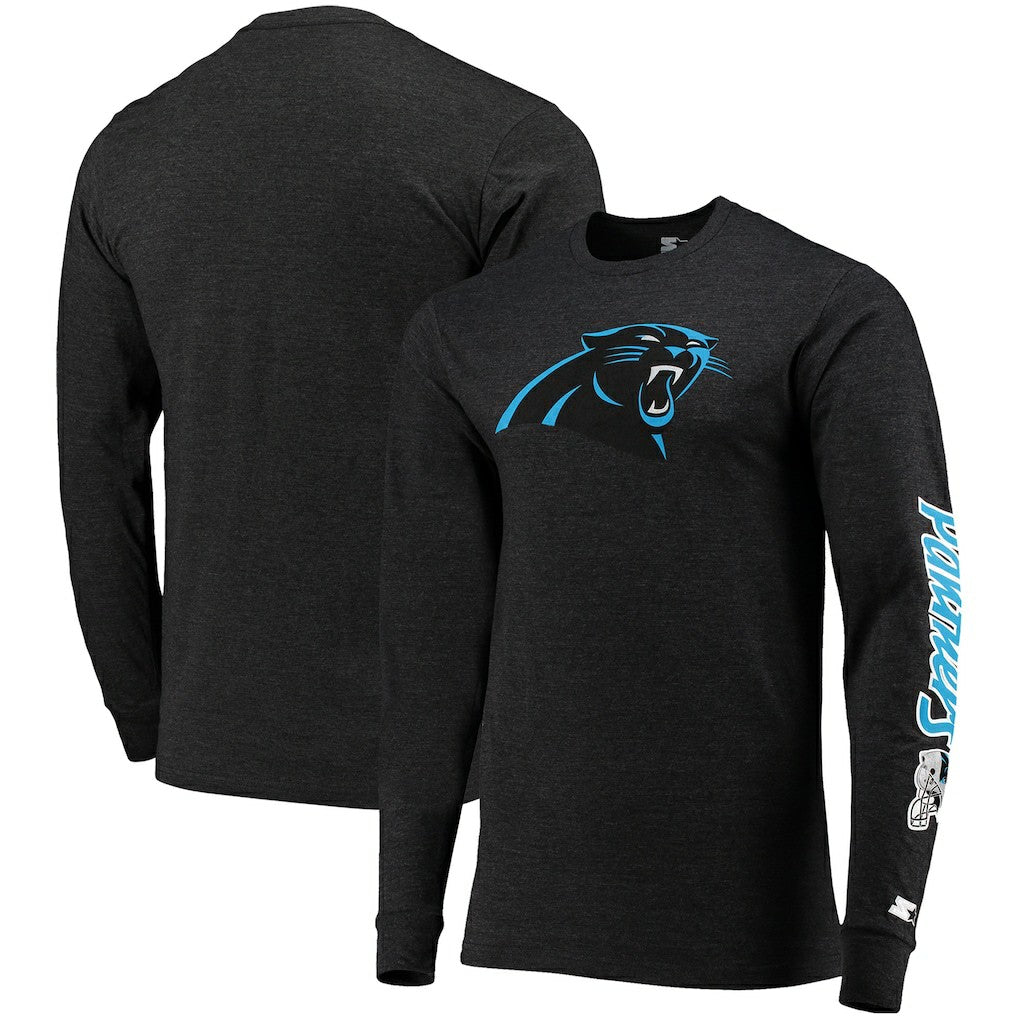 Carolina Panthers Starter Halftime Long Sleeve T-Shirt - Heathered Black on sale
