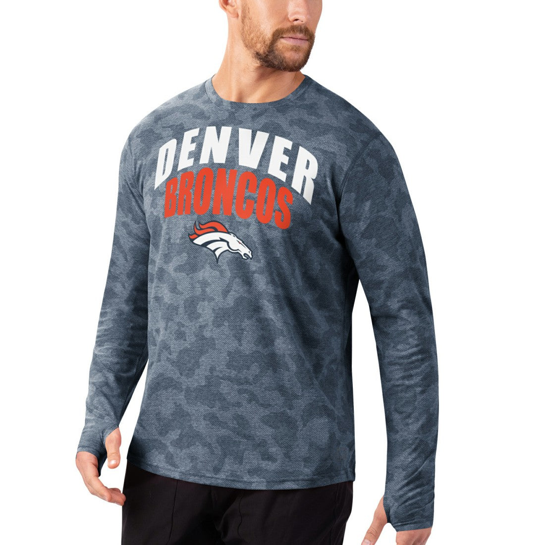 Denver Broncos MSX by Michael Strahan Camo Performance Long Sleeve T-Shirt - Navy online