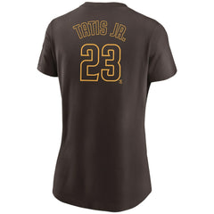 Fernando Tatis Jr. San Diego Padres Women's Name & Number T-Shirt Brown