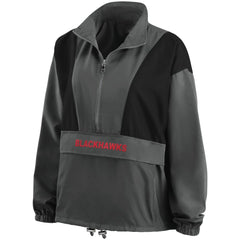 Chicago Blackhawks WEAR by Erin Andrews Women's Popover Packable Half-Zip Jacket - Charcoal Jackets