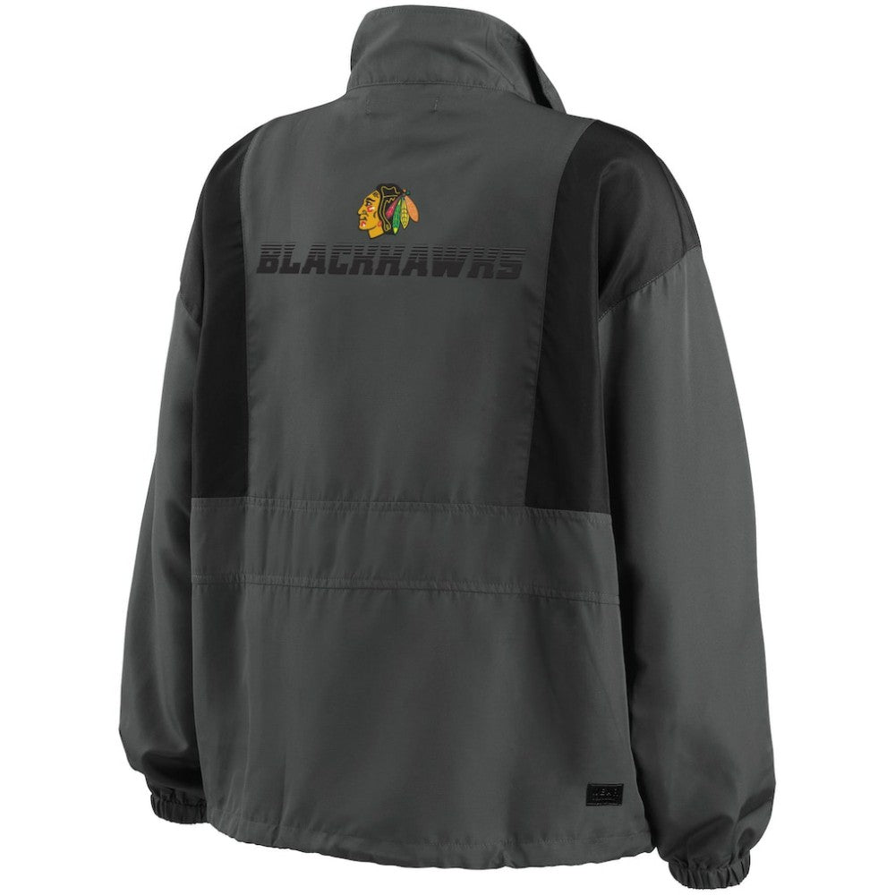 Chicago Blackhawks WEAR by Erin Andrews Women's Popover Packable Half-Zip Jacket - Charcoal Jackets