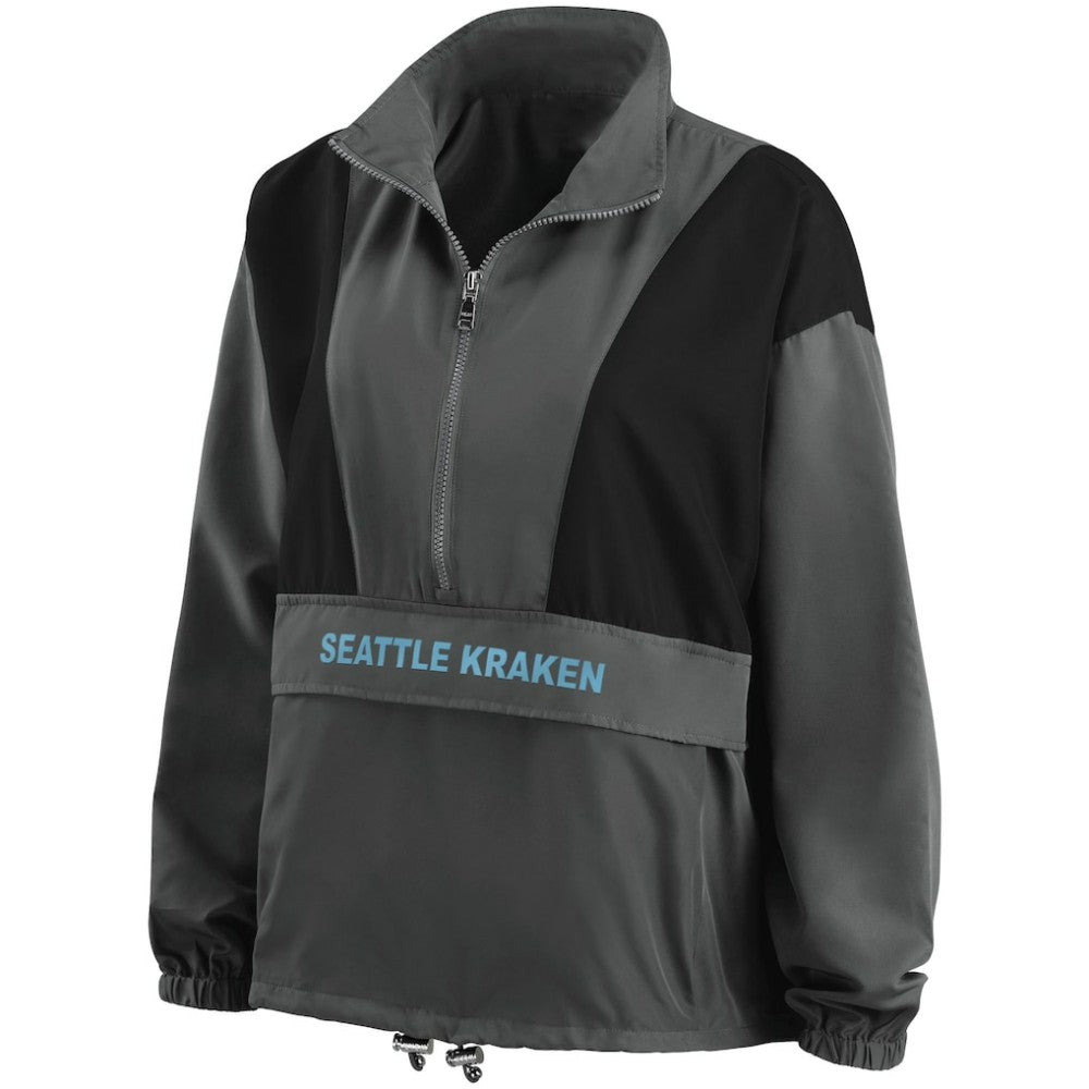 Seattle Kraken WEAR by Erin Andrews Women's Popover Packable Half-Zip Jacket - Charcoal Jackets