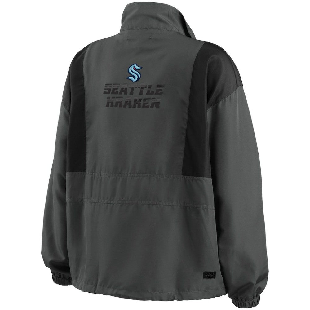 Seattle Kraken WEAR by Erin Andrews Women's Popover Packable Half-Zip Jacket - Charcoal Jackets