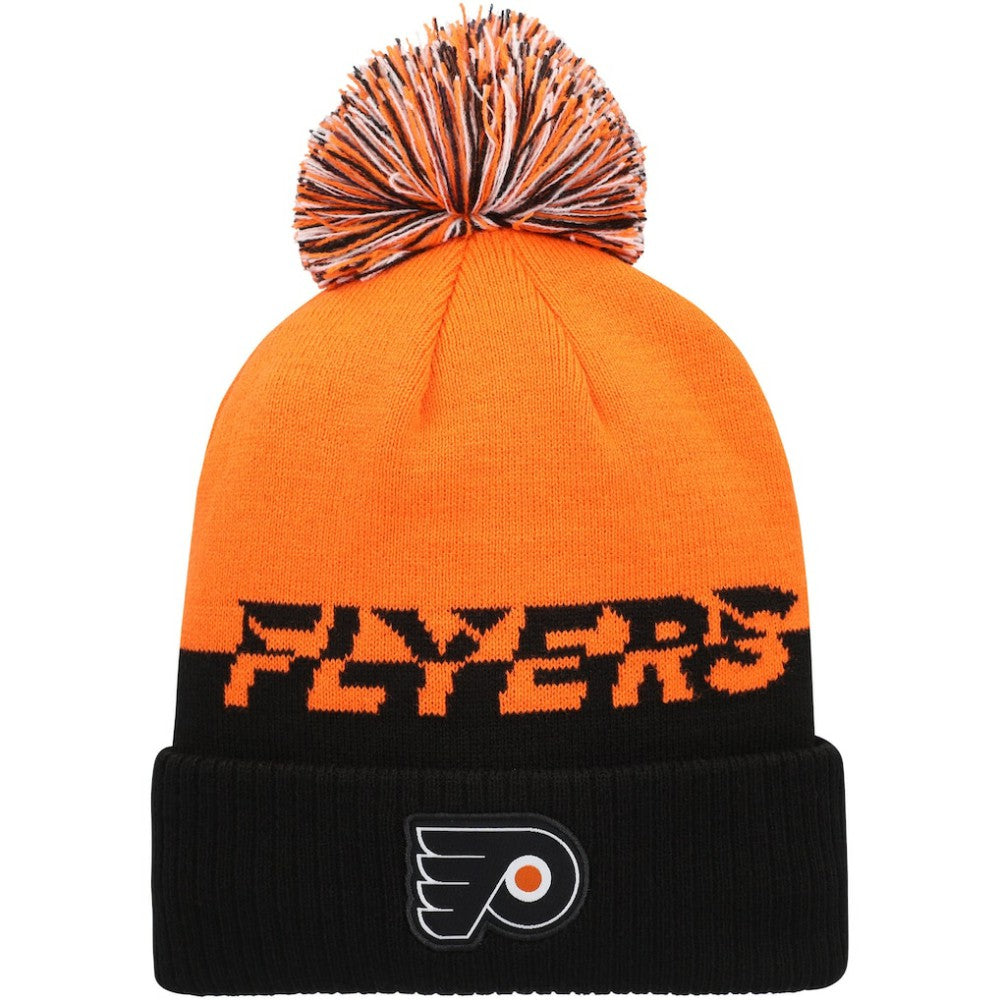 Philadelphia Flyers adidas COLD.RDY Cuffed Knit Hat with Pom - Orange/Black Hats