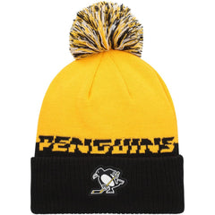 Pittsburgh Penguins adidas COLD.RDY Cuffed Knit Hat with Pom - Yellow/Black Hats