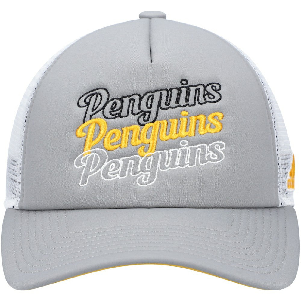 Pittsburgh Penguins adidas Women's Foam Trucker Snapback Hat - Gray/White Hats