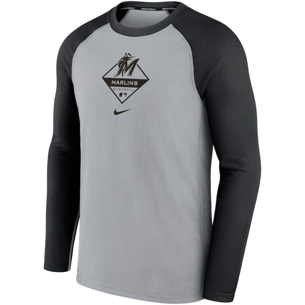 Miami Marlins Game Authentic Collection Performance Raglan Long Sleeve T-Shirt Gray/Black