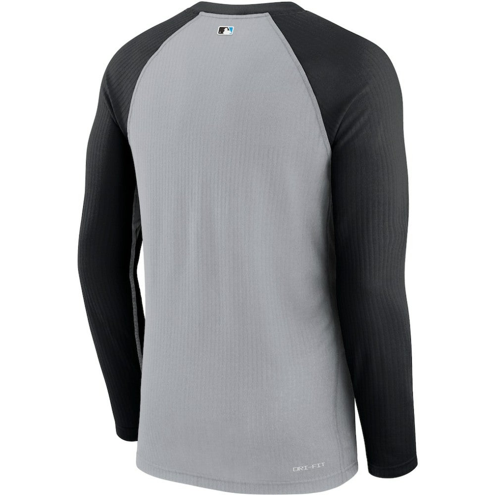 Miami Marlins Game Authentic Collection Performance Raglan Long Sleeve T-Shirt Gray/Black