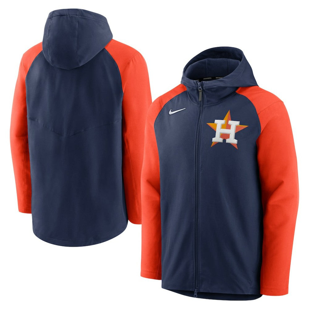 Houston Astros Authentic Collection Performance Raglan Full-Zip Hoodie Navy/Orange
