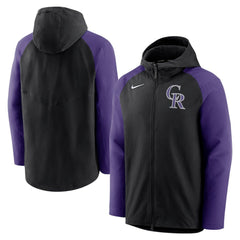 Colorado Rockies Authentic Collection Performance Raglan Full-Zip Hoodie Black/Purple
