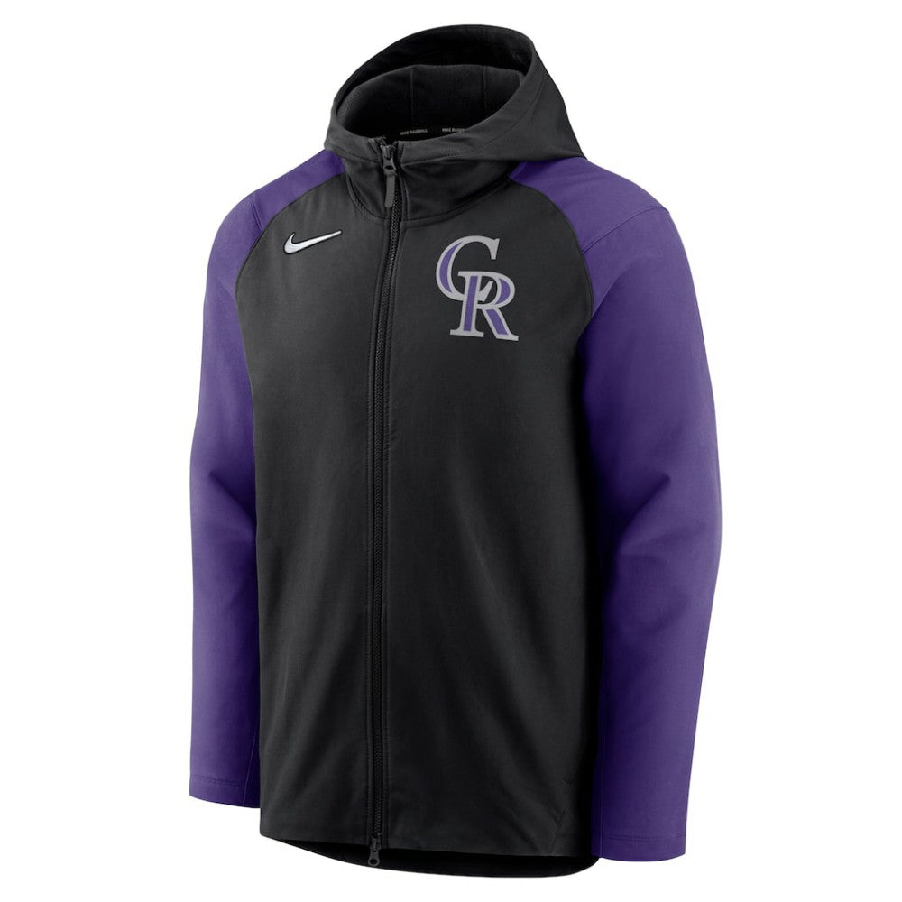 Colorado Rockies Authentic Collection Performance Raglan Full-Zip Hoodie Black/Purple