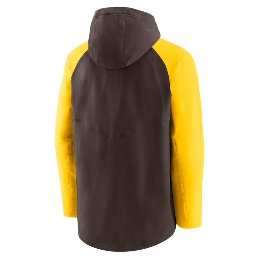 San Diego Padres Authentic Collection Performance Raglan Full-Zip Hoodie Brown/Gold