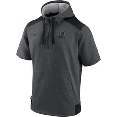 Detroit Tigers Authentic Collection Dry Flux Performance Quarter-Zip Short Sleeve Hoodie Heathered Charcoal/Black