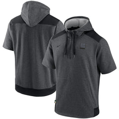 Athletics Authentic Collection Dry Flux Performance Quarter-Zip Short Sleeve Hoodie Heathered Charcoal/Black