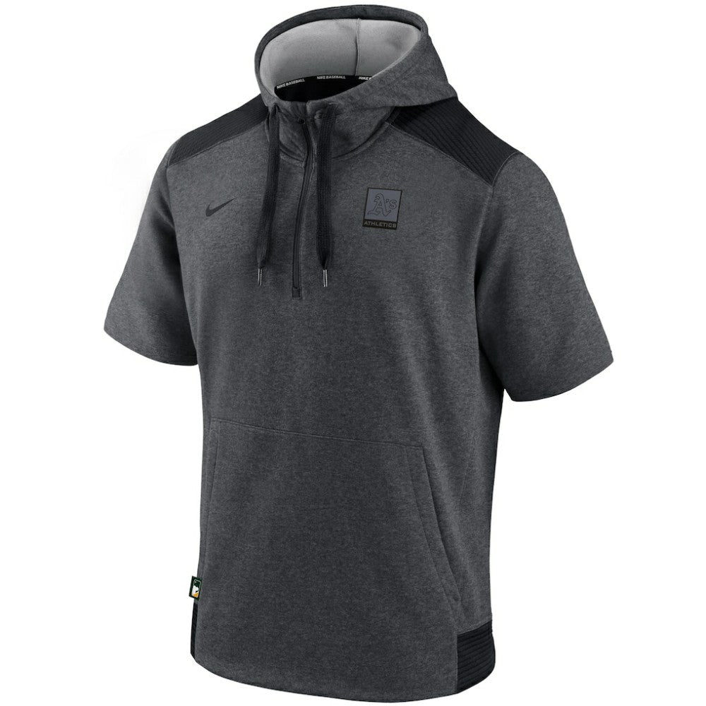 Athletics Authentic Collection Dry Flux Performance Quarter-Zip Short Sleeve Hoodie Heathered Charcoal/Black