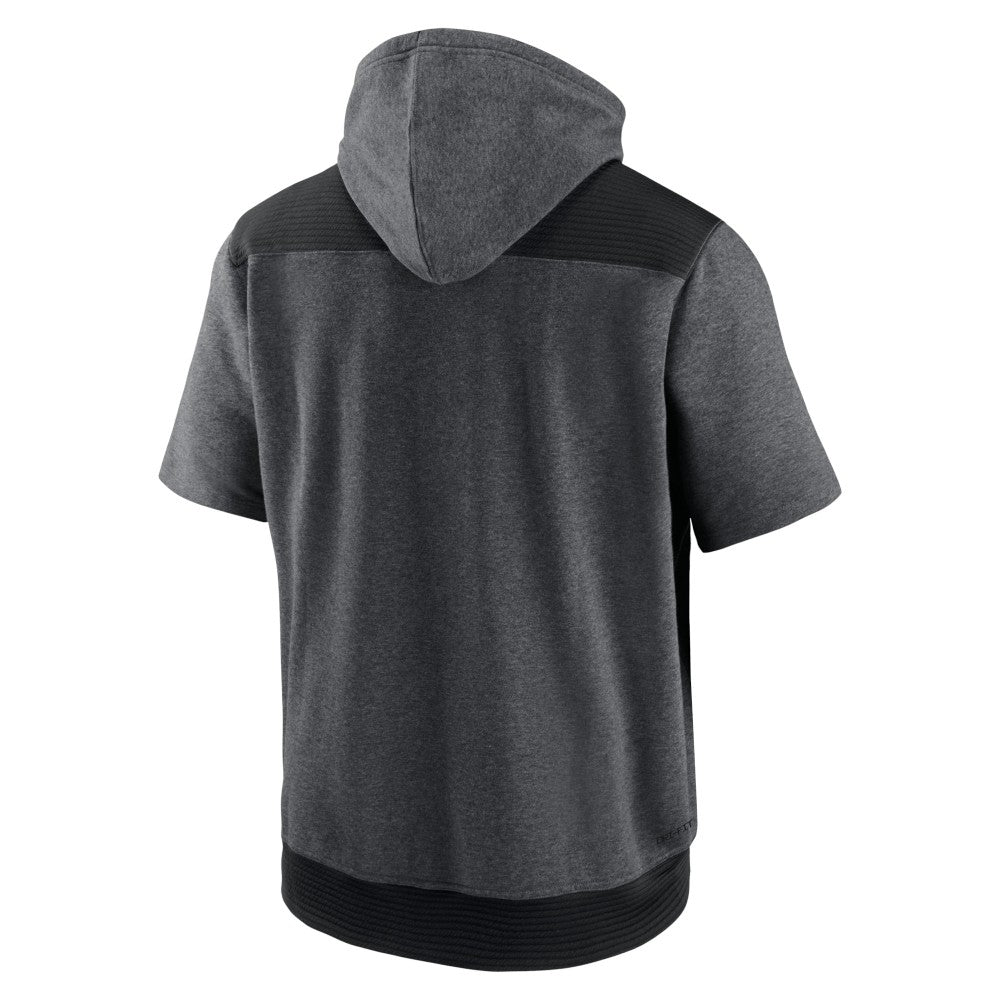 Miami Marlins Authentic Collection Dry Flux Performance Quarter-Zip Short Sleeve Hoodie Heathered Charcoal/Black