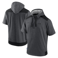 Kansas City Royals Authentic Collection Dry Flux Performance Quarter-Zip Short Sleeve Hoodie Heathered Charcoal/Black