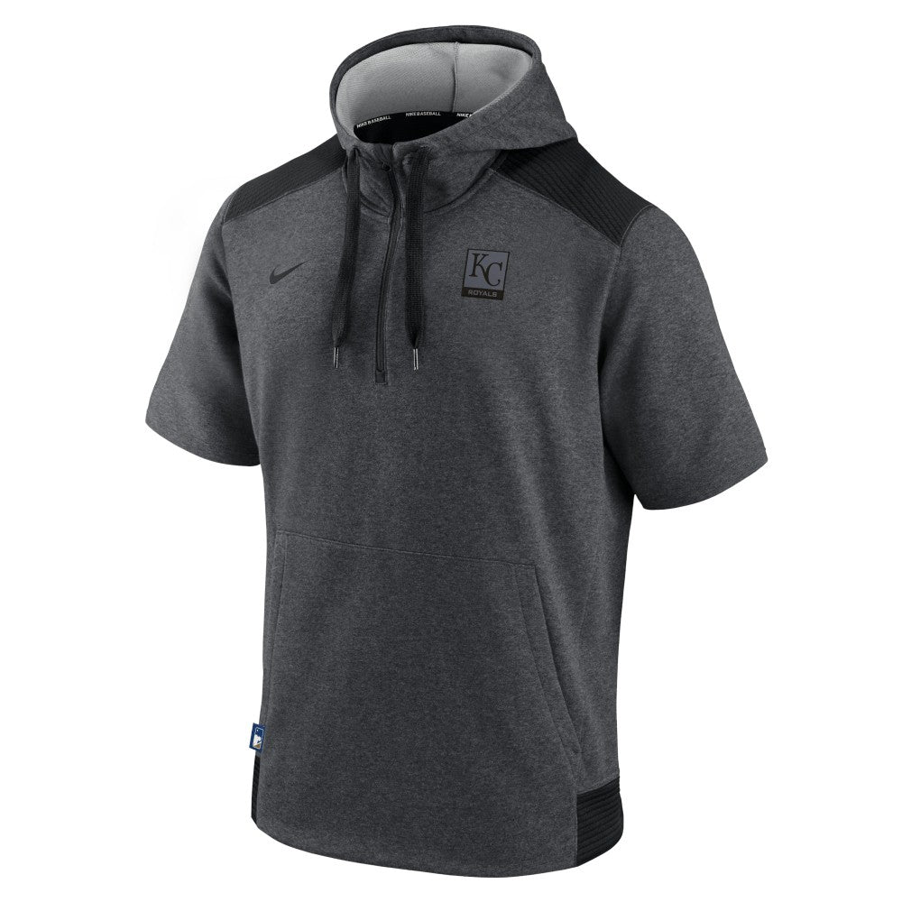 Kansas City Royals Authentic Collection Dry Flux Performance Quarter-Zip Short Sleeve Hoodie Heathered Charcoal/Black