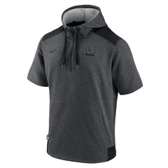 Kansas City Royals Authentic Collection Dry Flux Performance Quarter-Zip Short Sleeve Hoodie Heathered Charcoal/Black