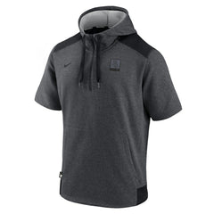Chicago White Sox Authentic Collection Dry Flux Performance Quarter-Zip Short Sleeve Hoodie Heathered Charcoal/Black