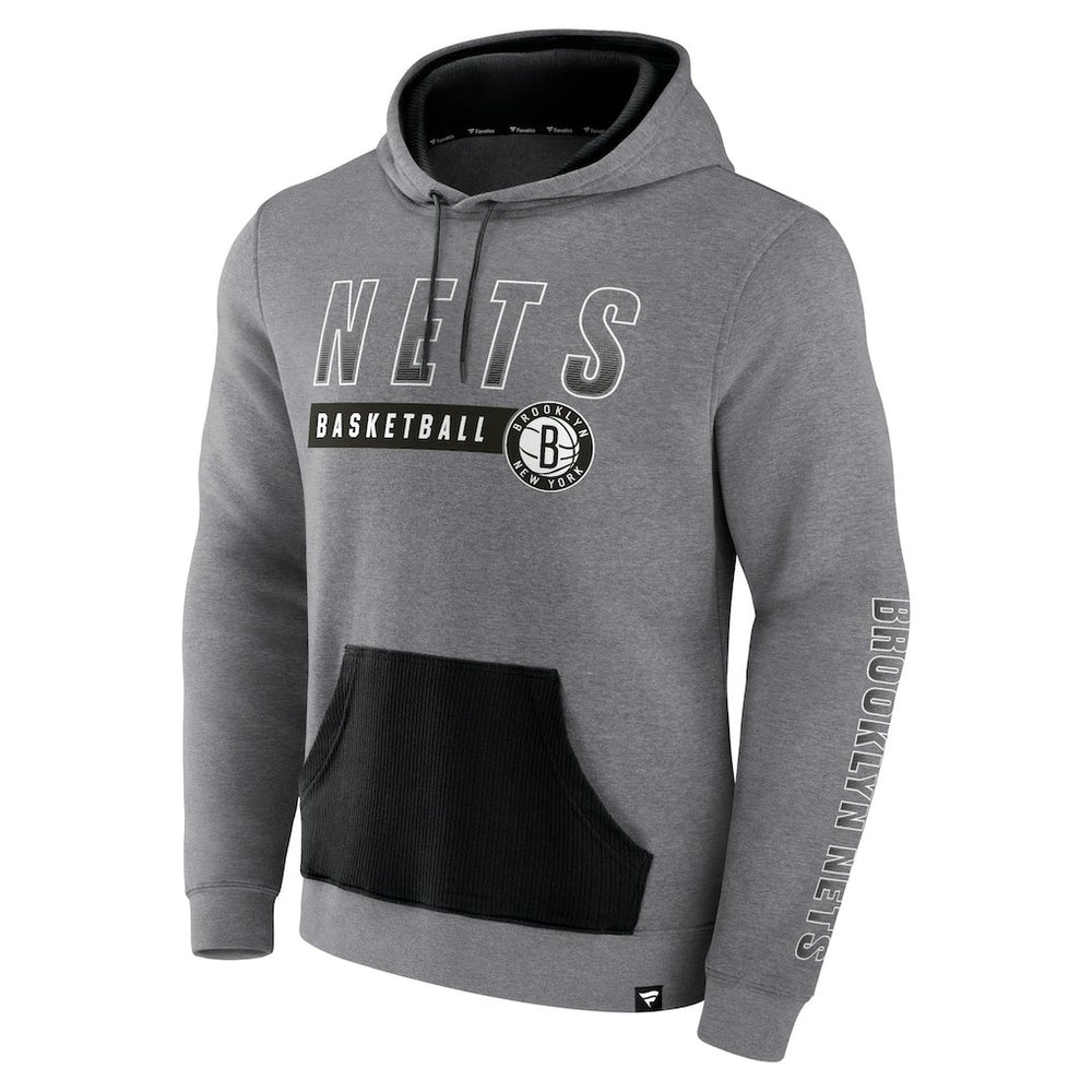 Brooklyn Nets Off The Bench Color Block Pullover Hoodie - Heathered Gray shop