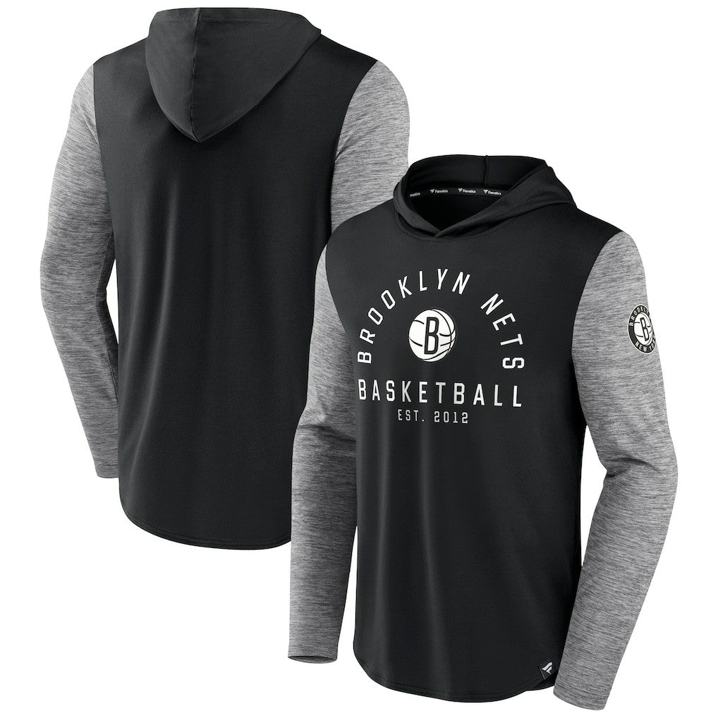 Brooklyn Nets Deep Rotation Performance Pullover Hoodie - Black/Heathered Charcoal sale