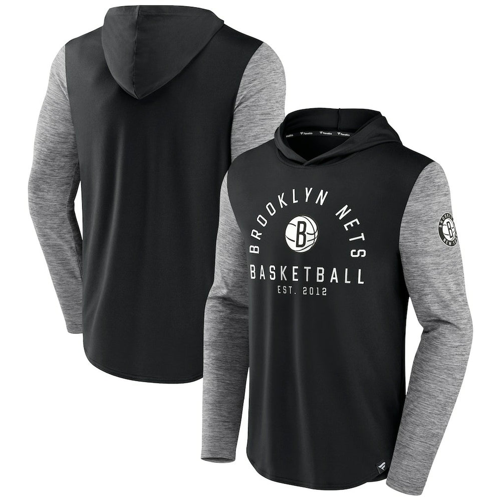 Brooklyn Nets Deep Rotation Performance Pullover Hoodie - Black/Heathered Charcoal sale