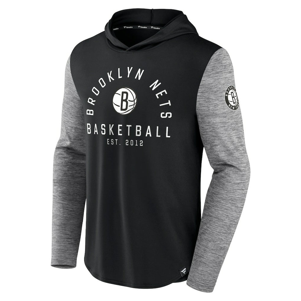Brooklyn Nets Deep Rotation Performance Pullover Hoodie - Black/Heathered Charcoal sale