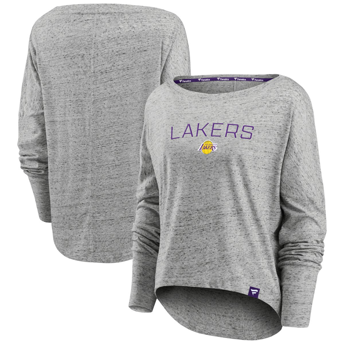Los Angeles Lakers Women's Nostalgia Off-The-Shoulder Long Sleeve T-Shirt - Heathered Gray sale