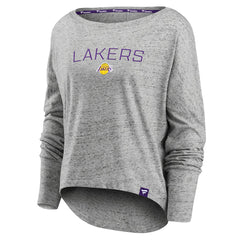 Los Angeles Lakers Women's Nostalgia Off-The-Shoulder Long Sleeve T-Shirt - Heathered Gray sale