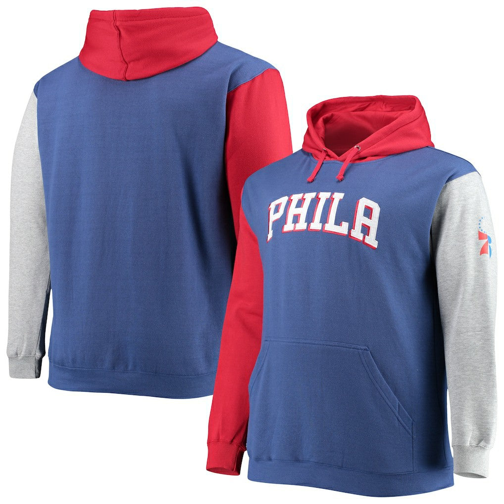 Philadelphia 76ers Big & Tall Double Contrast Pullover Hoodie - Royal/Red cheap
