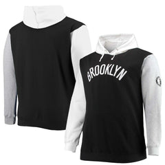 Brooklyn Nets Big & Tall Double Contrast Pullover Hoodie - Black/White sale
