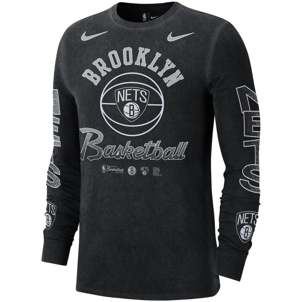 Brooklyn Nets Courtside Retro Elevated Long Sleeve T-Shirt - Black sale