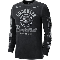 Brooklyn Nets Courtside Retro Elevated Long Sleeve T-Shirt - Black sale