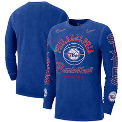 Philadelphia 76ers Courtside Retro Elevated Long Sleeve T-Shirt - Royal sale