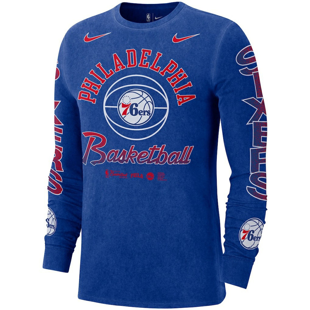 Philadelphia 76ers Courtside Retro Elevated Long Sleeve T-Shirt - Royal sale