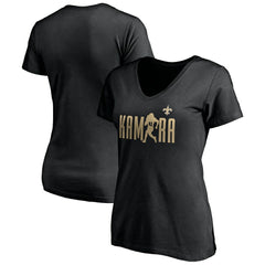 Alvin Kamara New Orleans Saints Women's Checkdown V-Neck T-Shirt - Black sale