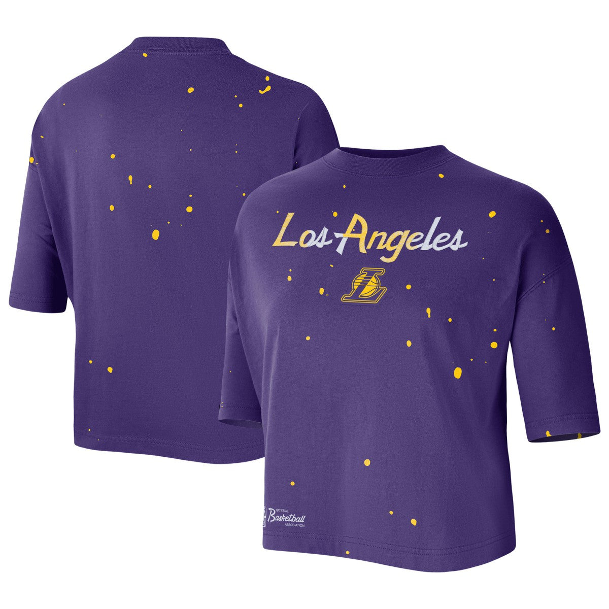 Los Angeles Lakers Women's Courtside Splatter Cropped T-Shirt - Purple cheap