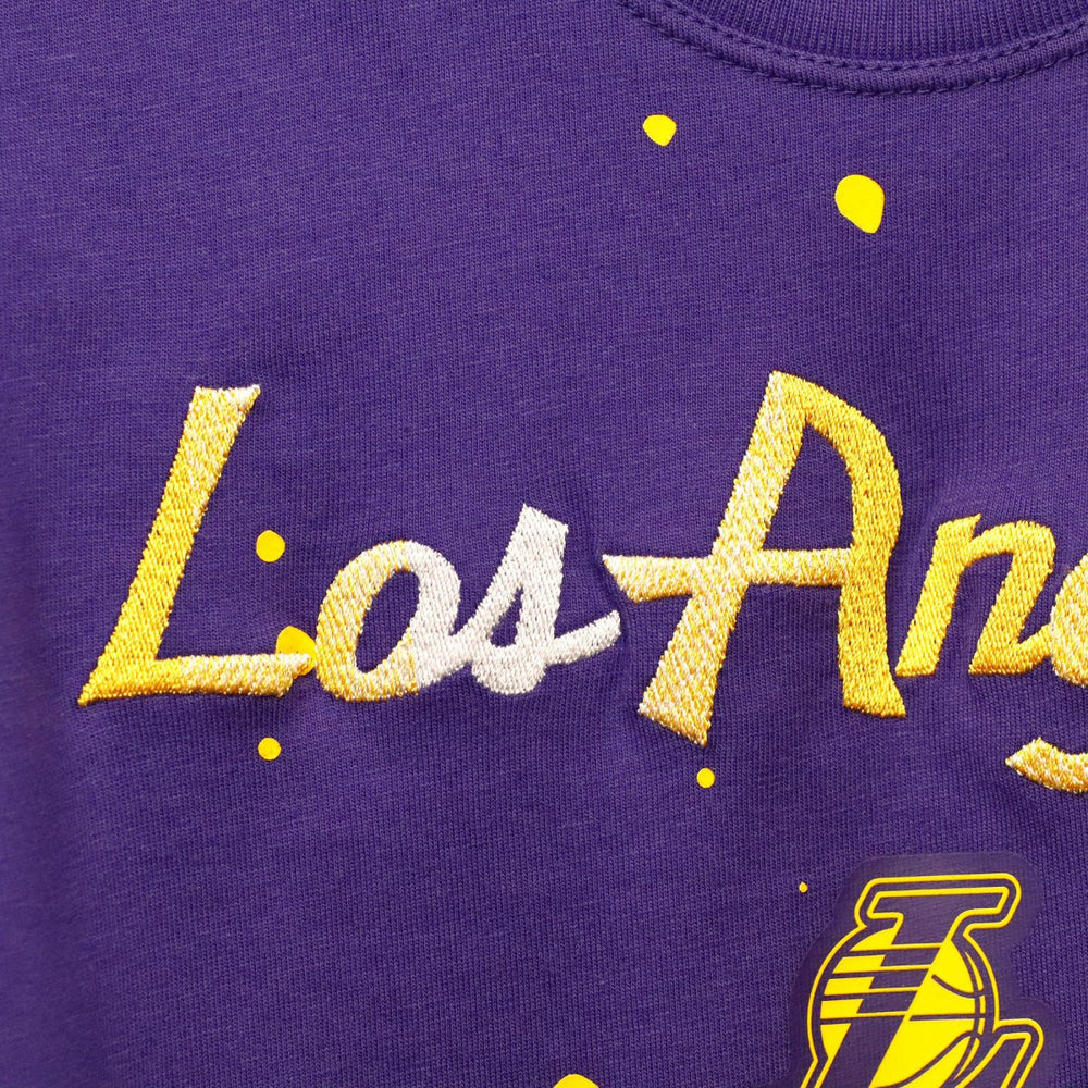 Los Angeles Lakers Women's Courtside Splatter Cropped T-Shirt - Purple cheap