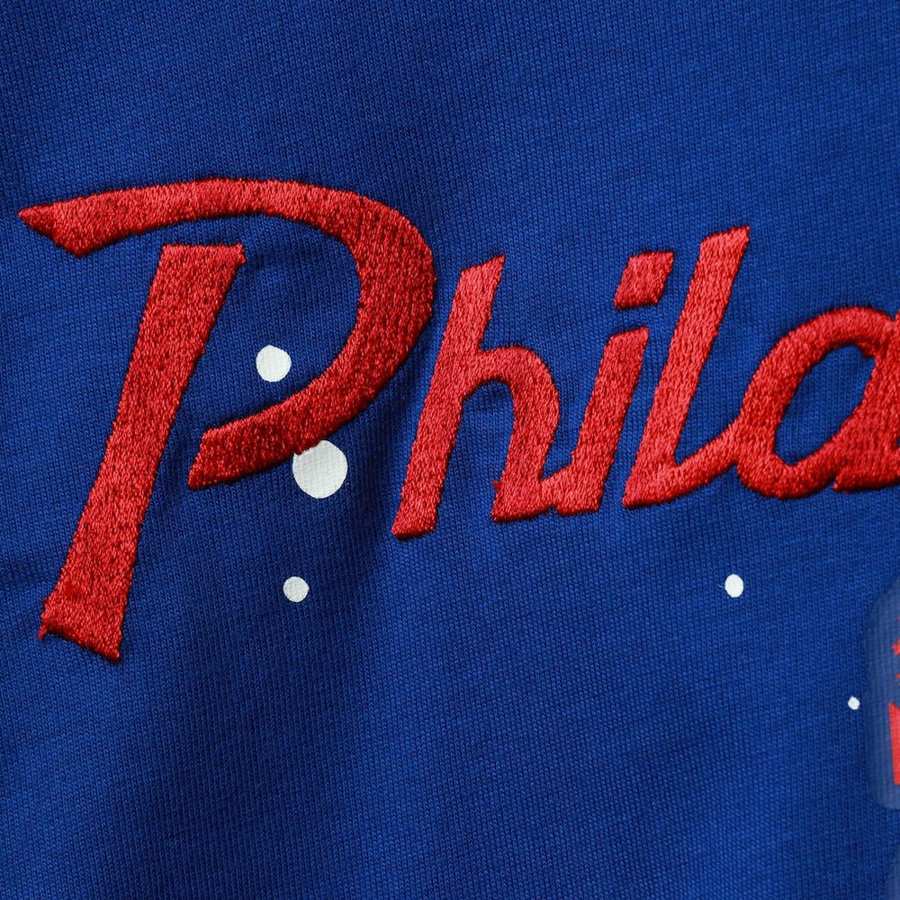 Philadelphia 76ers Women's Courtside Splatter Cropped T-Shirt - Royal online