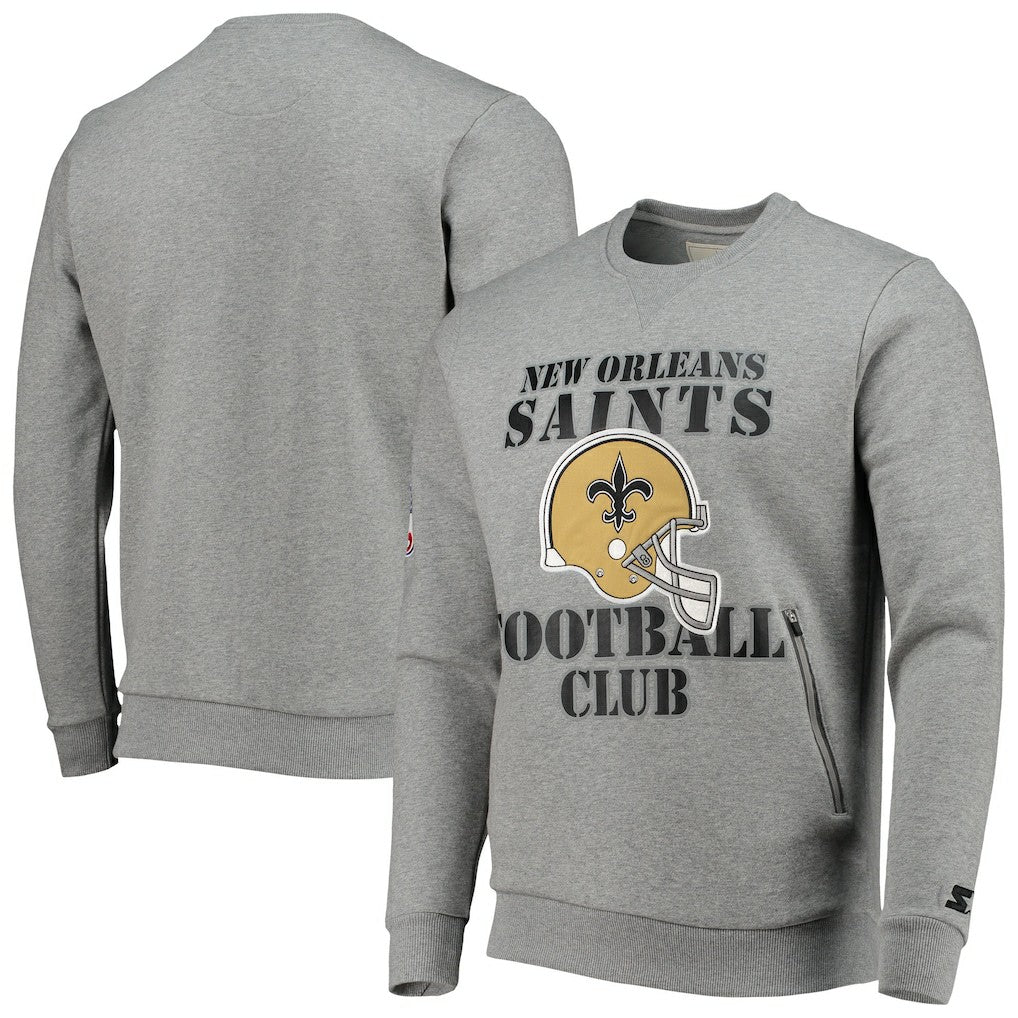 New Orleans Saints Starter Locker Room Throwback End Zone Pullover Sweatshirt - Gray outlet