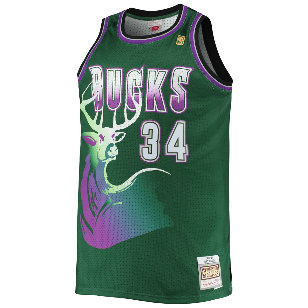 Ray Allen Milwaukee Bucks Big & Tall 1996/97 Hardwood Classics Swingman Jersey - Hunter Green cheap