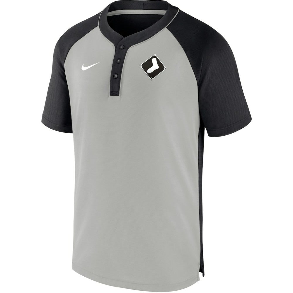 Chicago White Sox City Plate Performance Henley Raglan T-Shirt Black/Silver