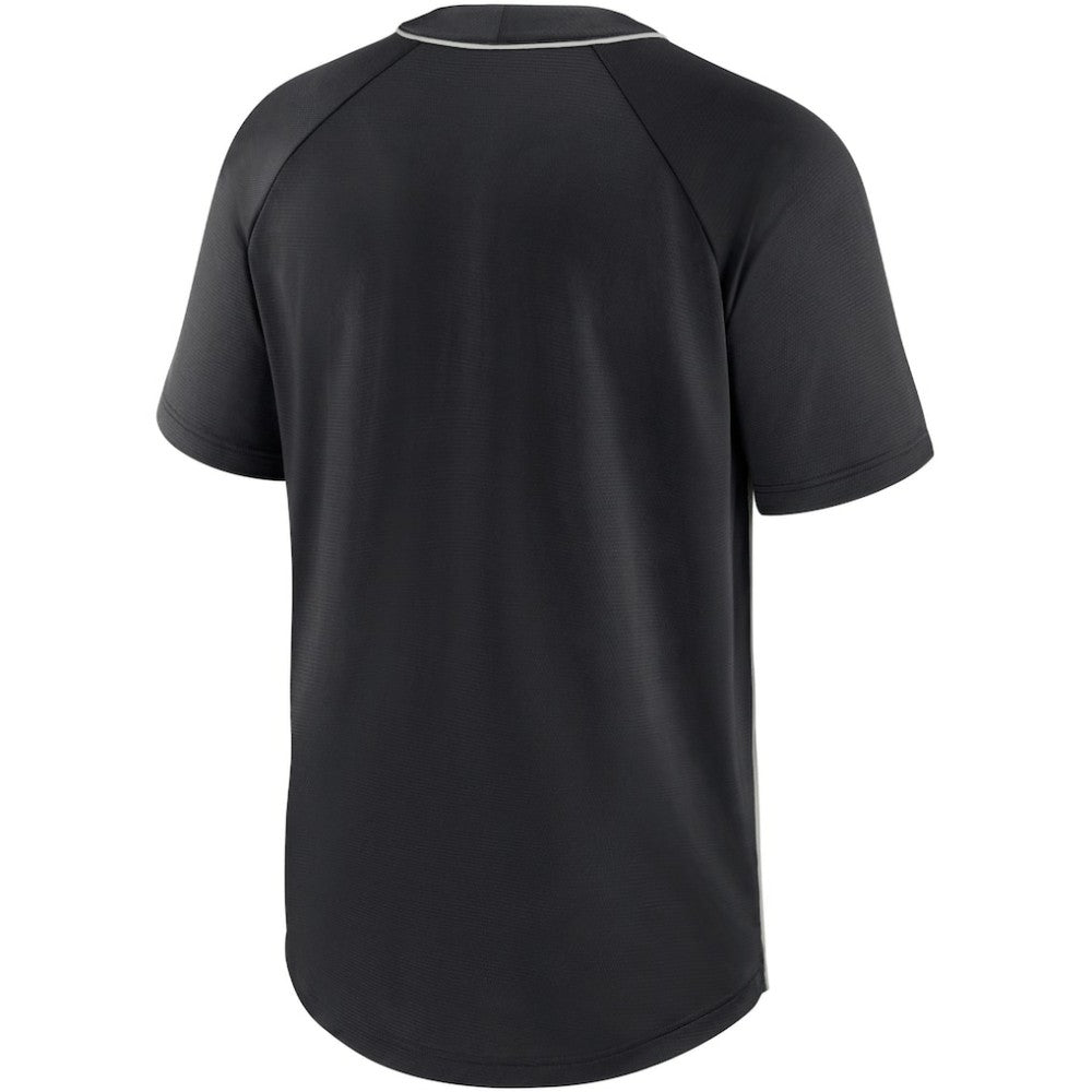 Chicago White Sox City Plate Performance Henley Raglan T-Shirt Black/Silver