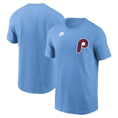 Philadelphia Phillies Cooperstown Collection Wordmark T-Shirt Light Blue