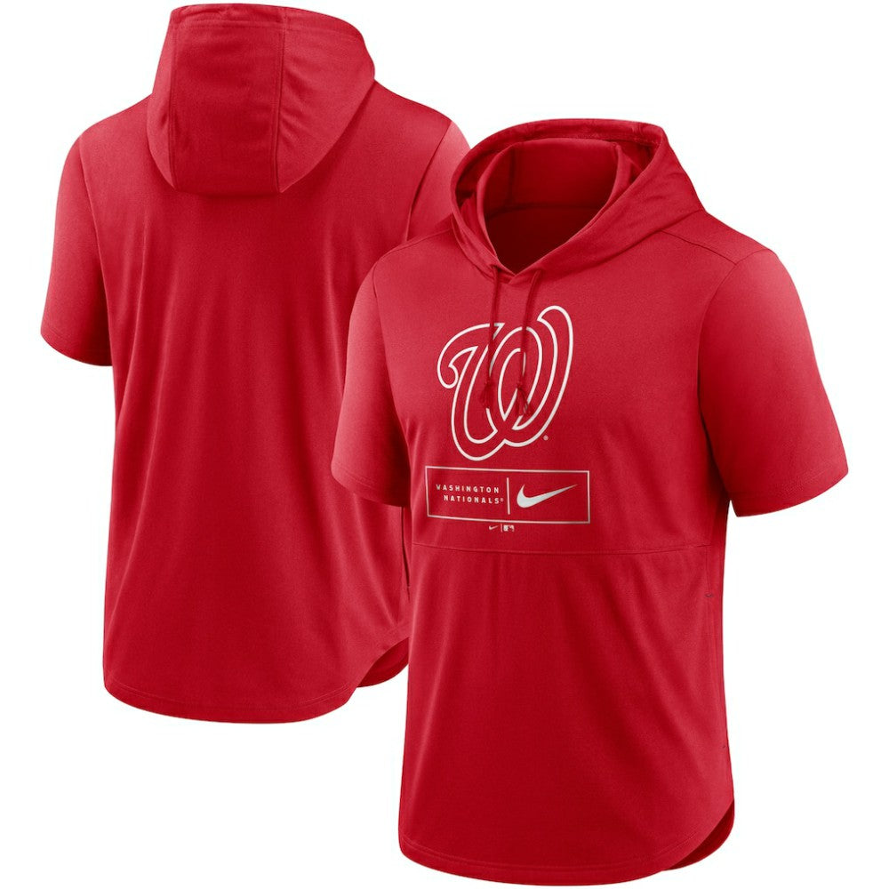 Washington Nationals Lockup Performance Short Sleeve Lightweight Hooded Top Red