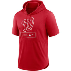 Washington Nationals Lockup Performance Short Sleeve Lightweight Hooded Top Red
