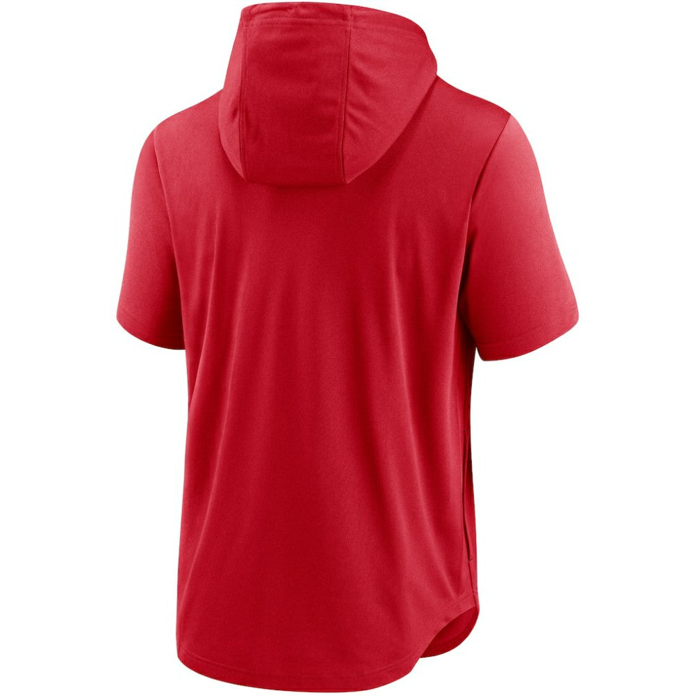 Washington Nationals Lockup Performance Short Sleeve Lightweight Hooded Top Red